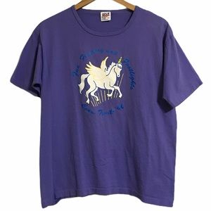 Vintage 90s Girl Scouts T shirt Purple Unicorn